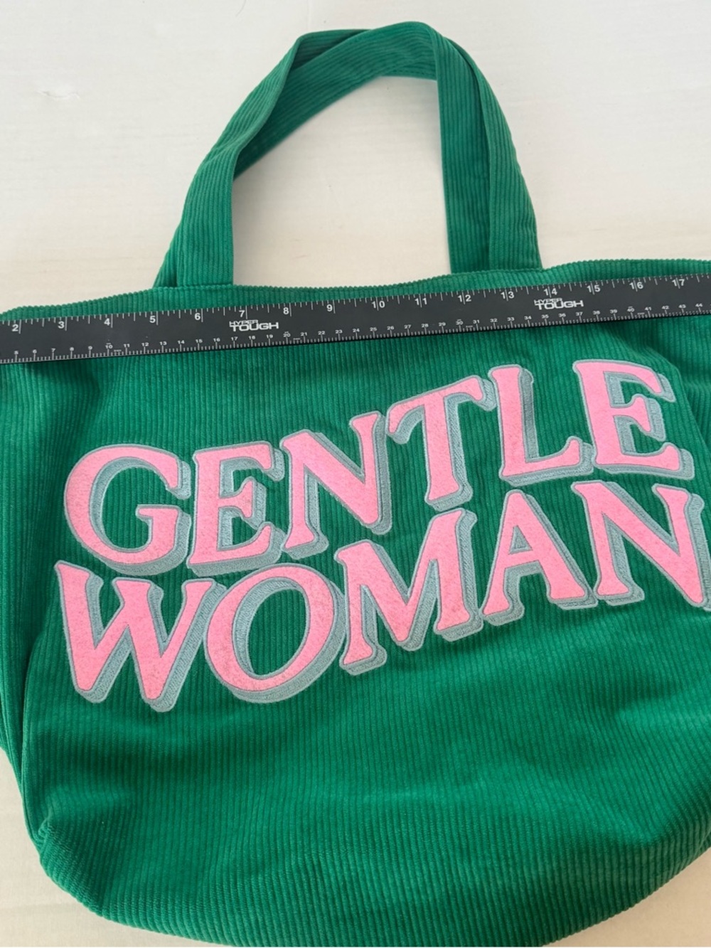 Gentle Women Tote Green Pink Corduroy Feminine Travel Colorful - Picture 9 of 11